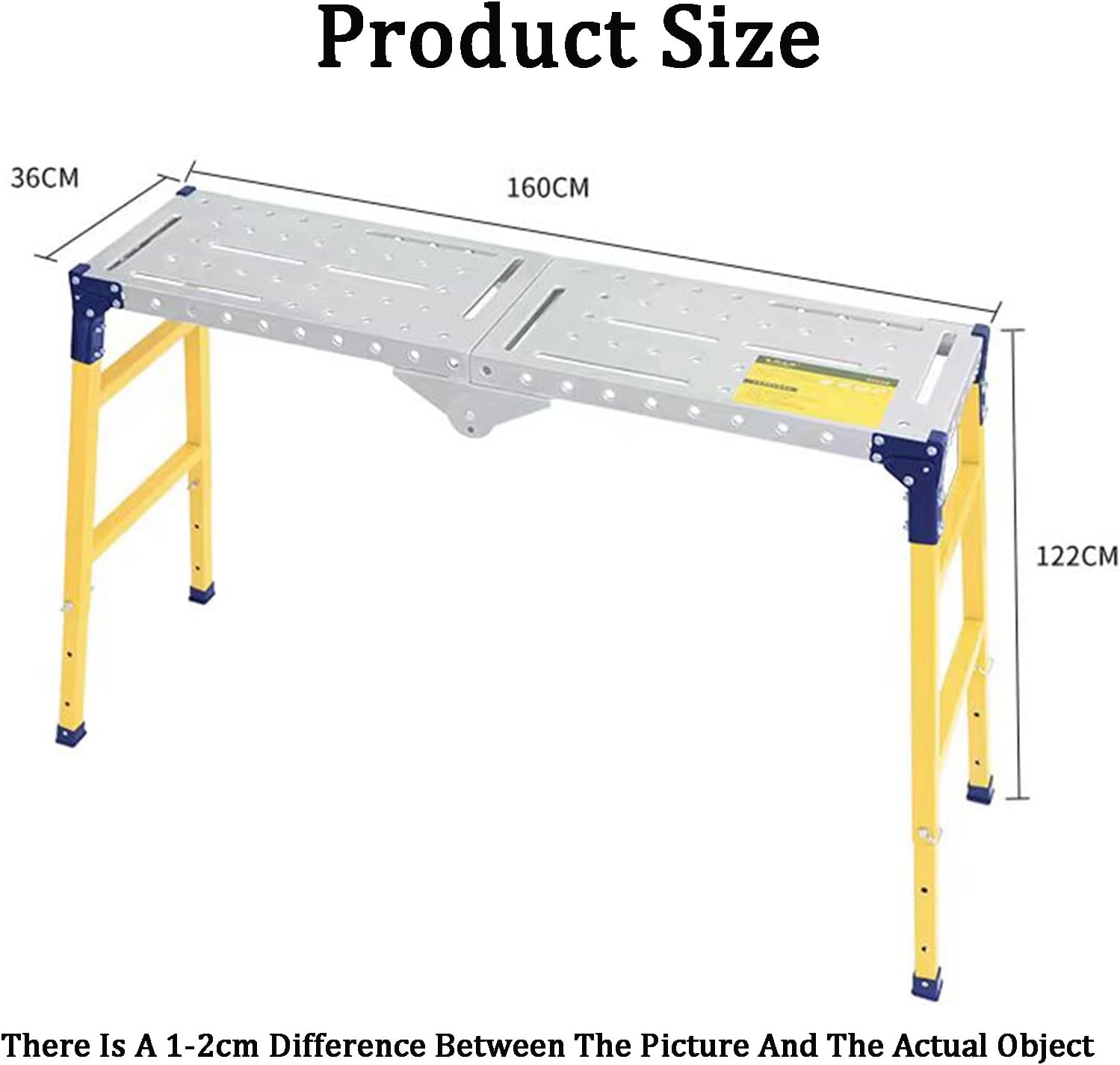 Iron Folding Horse Stool,Liftable Scaffolding,Portable Work Platform,for Home Decoration,Lifting Items,Wall Painting,Can Bear 150kg(160x36x122cm)