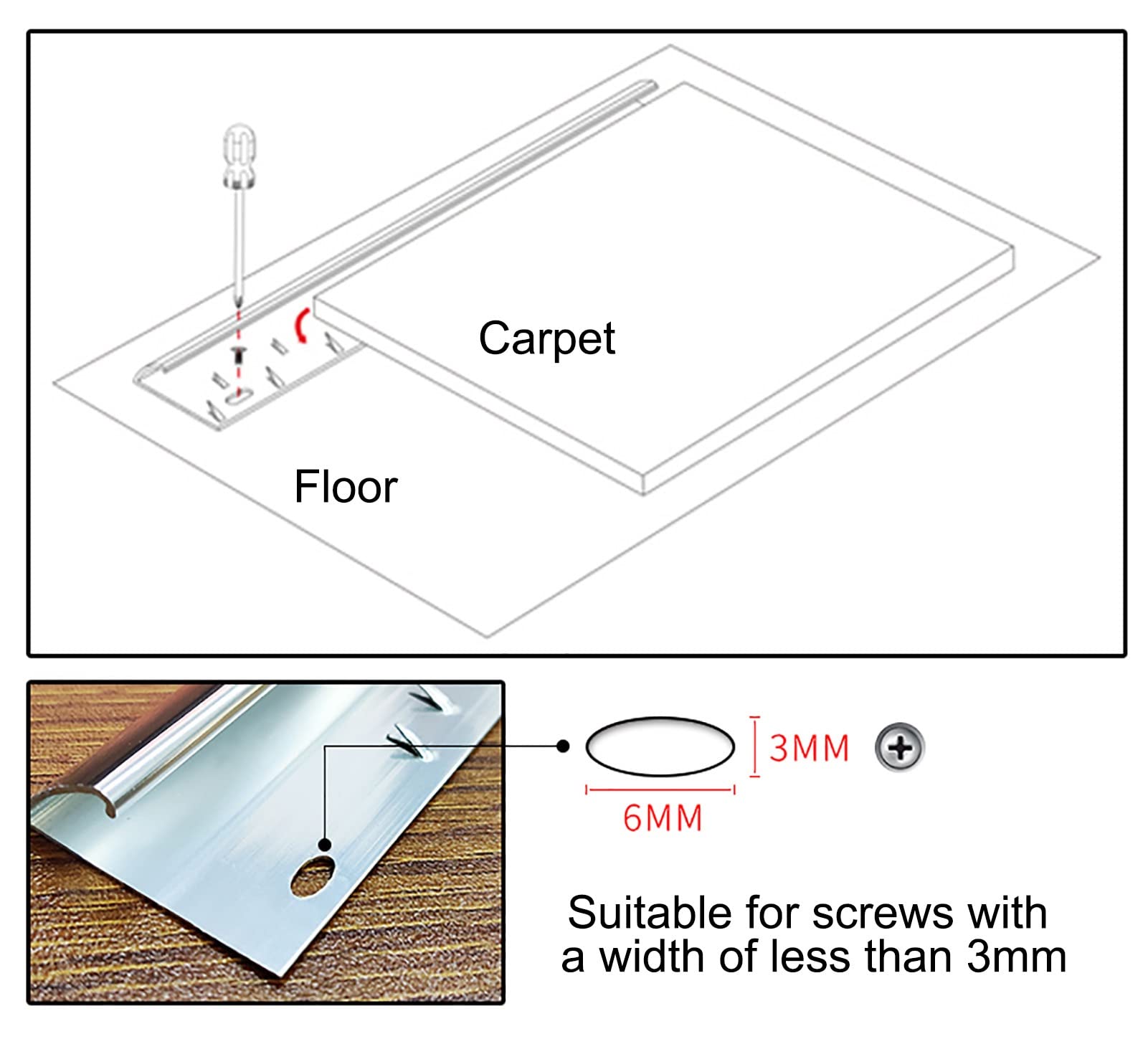 LVLONG Barre de Seuil Bande Obligatoire D'équilibre D'équilibre de Tapis, Seuil de Transition en Douceur de la Cuisine du Salon Bande de Jonction, Réducteur de Plancher pour Porte, Facile à Installer