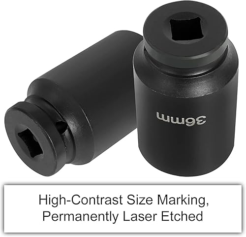 Miniatura 5 de Juego de llaves de impacto, 12 pulgada, eje de transmisión de tuerca, juego de 4 piezas de 12 puntos métricos 1.181 in 1.260 in 1.339 in 1.417 in,