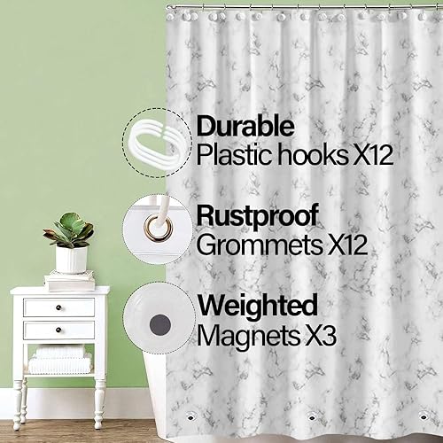 Miniatura 5 de Forro de plástico para ducha, forro de cortina de ducha de PEVA 4G de alta calidad con ojales inoxidables y 3 imanes pesados, cortinas de ducha