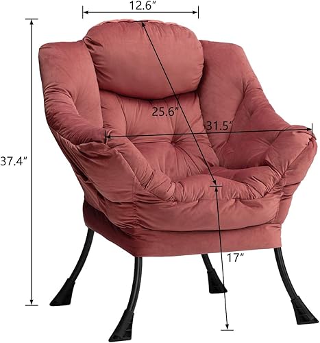 Miniatura 39 de HollyHOME - Silla perezosa grande de tela para sala de estar, silla de lectura, acogedora silla de descanso con reposabrazos, sofá de ocio, color