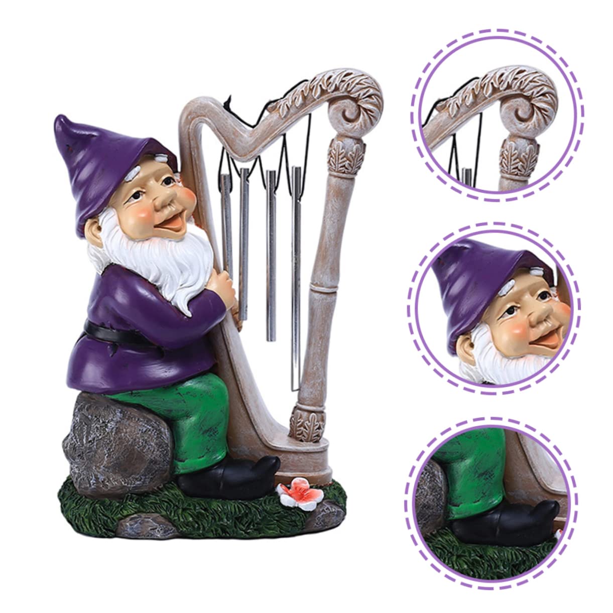 Sosoport GNOME De Jardin Résine avec Éolien Décoration Extérieure Ornement De Jardin Anniversaire