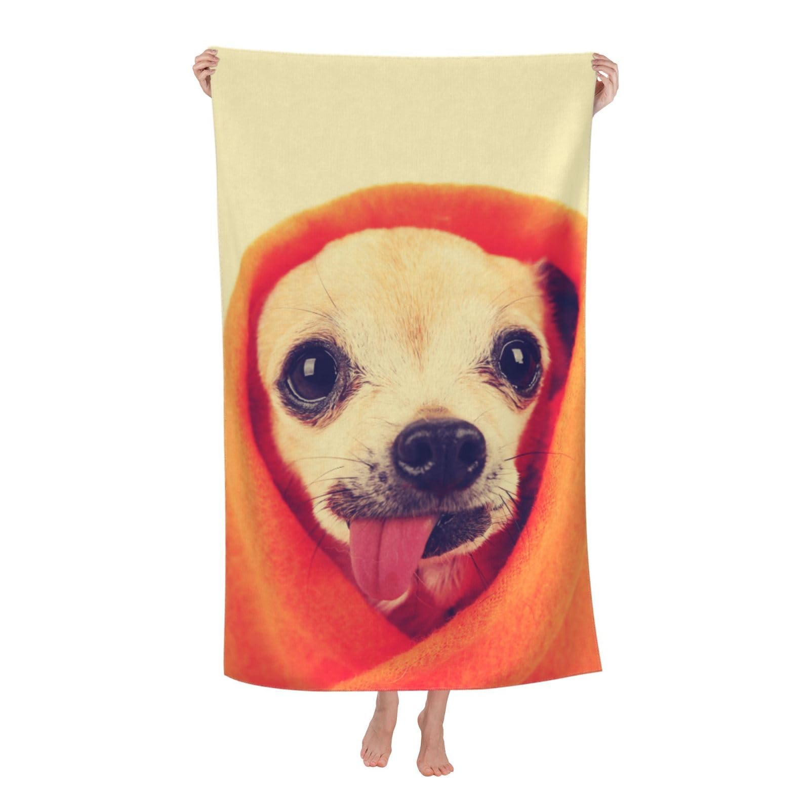 LSRCPD Beach Towel Cute Chihuahua Microfiber Beach Towels Blanket Oversized Tropical Big Extra Large XL Pool Towels Quick Dry Sandproof for Women Girls Kids