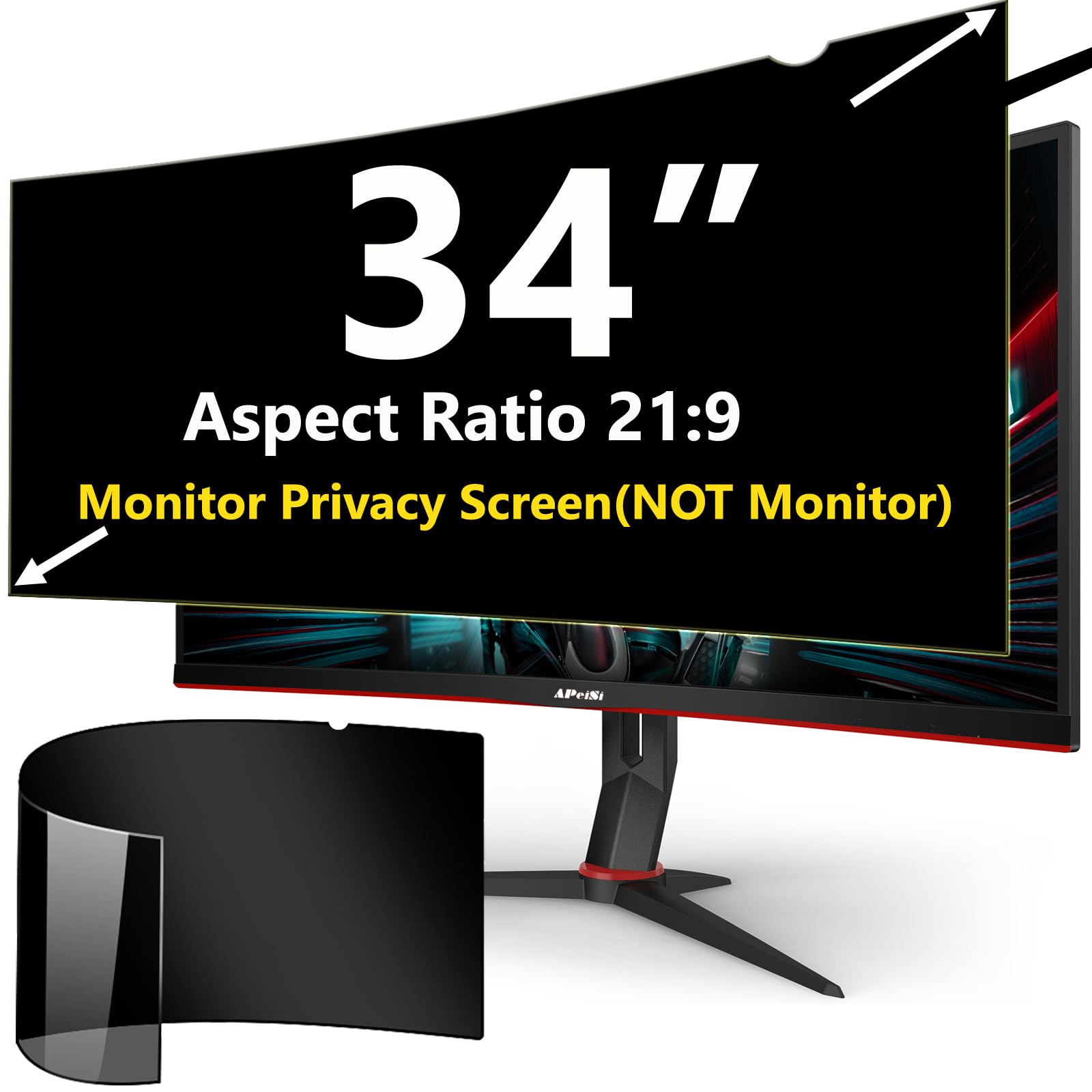 34 Inch Computer Privacy Screen Filter for 21:9 Ultrawide Curved Monitor - Privacy Shield,Anti-Glare and Anti-Blue Light Protector