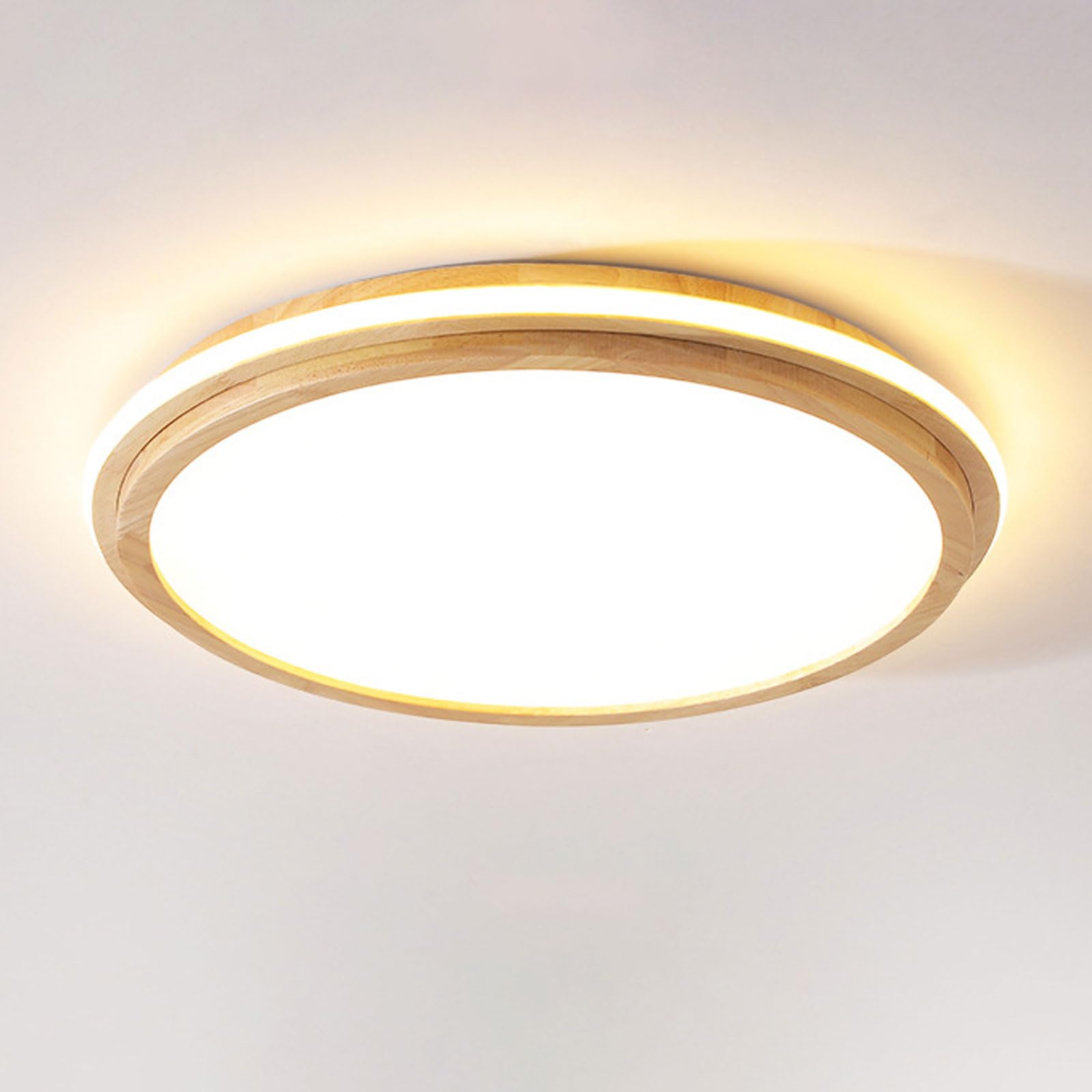 HXYSXHJUO Natural Wood Ceiling Light Dimmable LED Lighting Flush Mount Low Profile Fixtures For Bedroom Hallway Kitchen Living Room