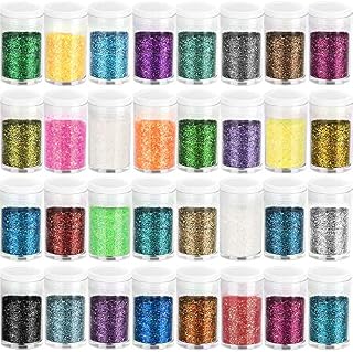 Fine Slime Glitter, Set of 32 Colors, LEOBRO Multi Purpose Glitter Powder