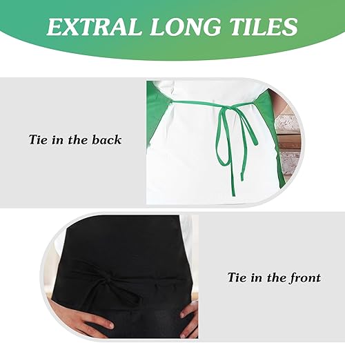 Miniatura 6 de 1020 delantales lisos a granel, delantales coloridos ajustables con 2 bolsillos para pintar, manualidades, barbacoa, cocinar