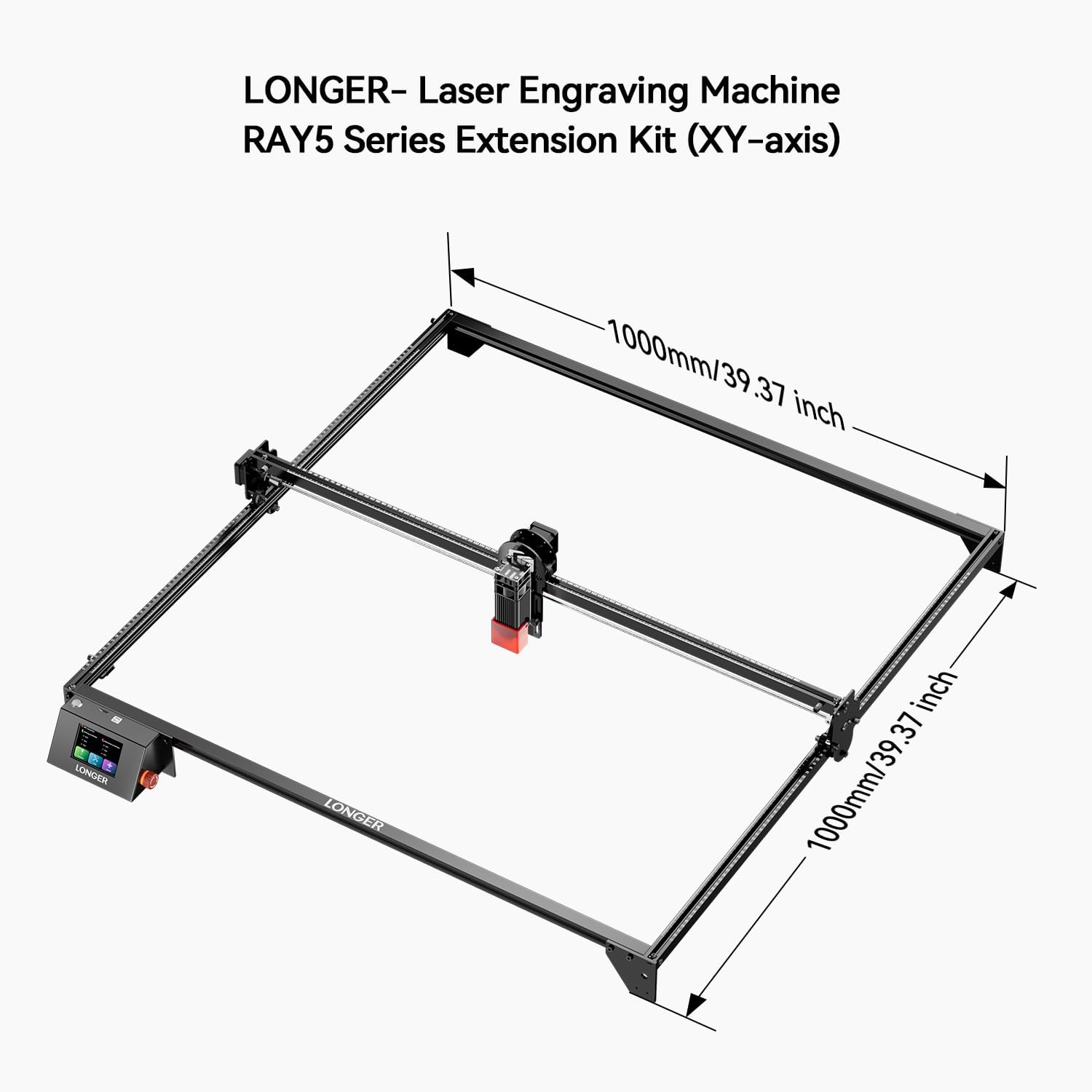 Diagram showing 1000mm x 1000mm dimensions of the expanded frame