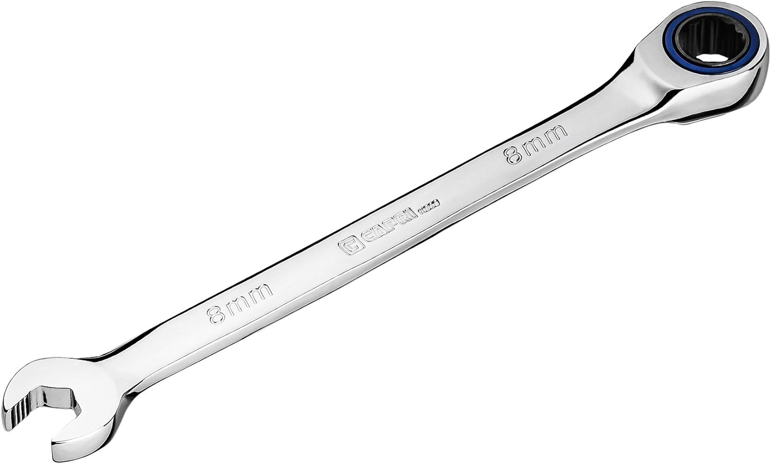 Capri Tools 8 mm Ratcheting Combination Wrench, True 100-Tooth, 3.6-Degree Swing Arc