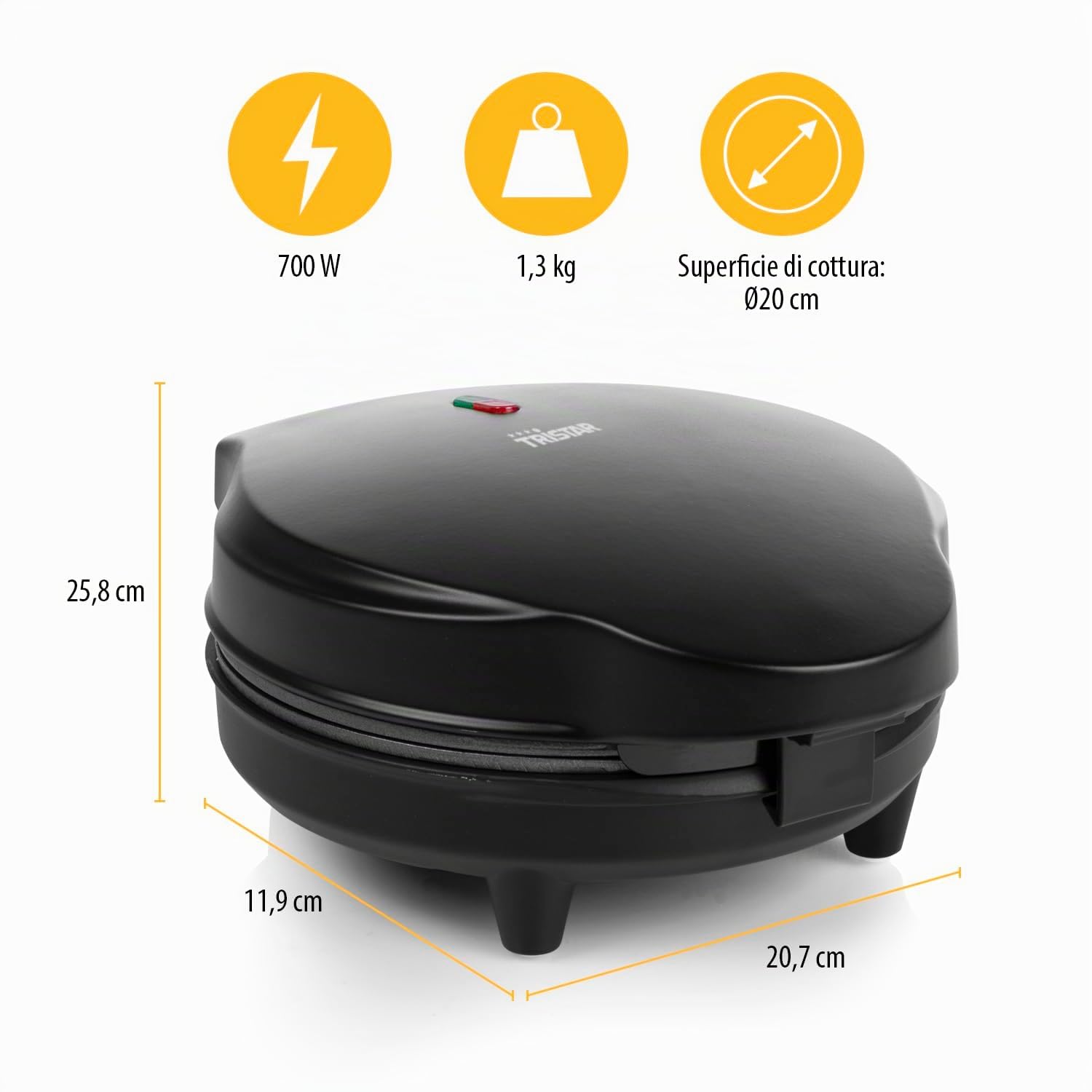 Tristar WF-1170 - Piastra per waffle 700, colore: Nero