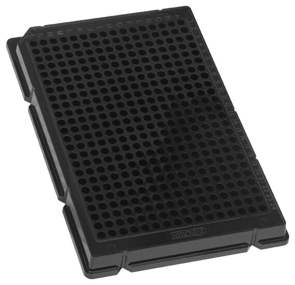 Caplugs Evergreen 290-8225-Z10 384-Well Non-sterile Plates Without Lid, 60 Pack, Black, Polystyrene (PS), Well Volume 0.112 mL, Cell Cultures, Assays, Sample Preparation, Laboratory Research