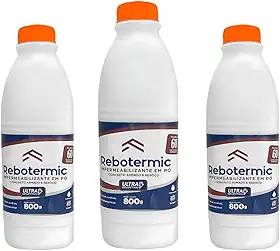 Kit 3 Rebotermic Impermeabilizante em Pó para Concreto Armado e Reboco, Ultra Concentrado, Solução para umidade