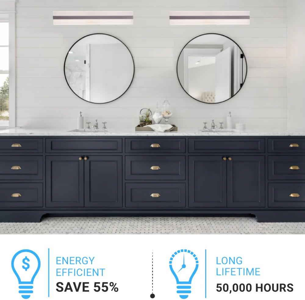 LEDMyplace 30W LED Modern Bathroom Light Over Mirror 36-inch, 4000K Cool White, 1900 Lumens, Dimmable Bathroom Brushed Nickel Finish Wall Lights for Bedroom, Kitchen, Living Room