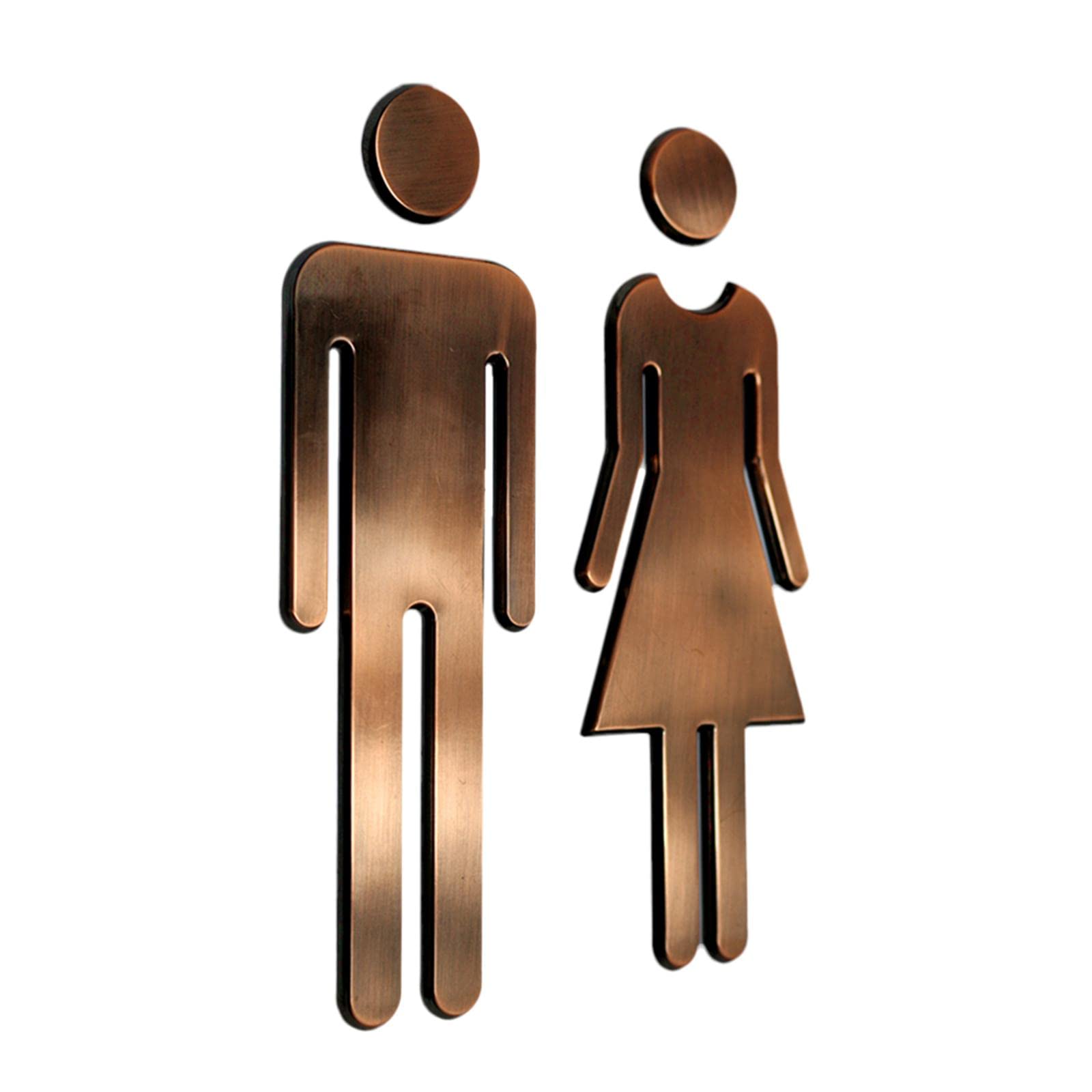Generic 2 Pezzi di Adesivi per WC per Uomo E Donna, Resistenti in Plastica per La Porta Del Lavabo Adatti per Hotel, Negozi, Ristoranti, Uff, Bronzo