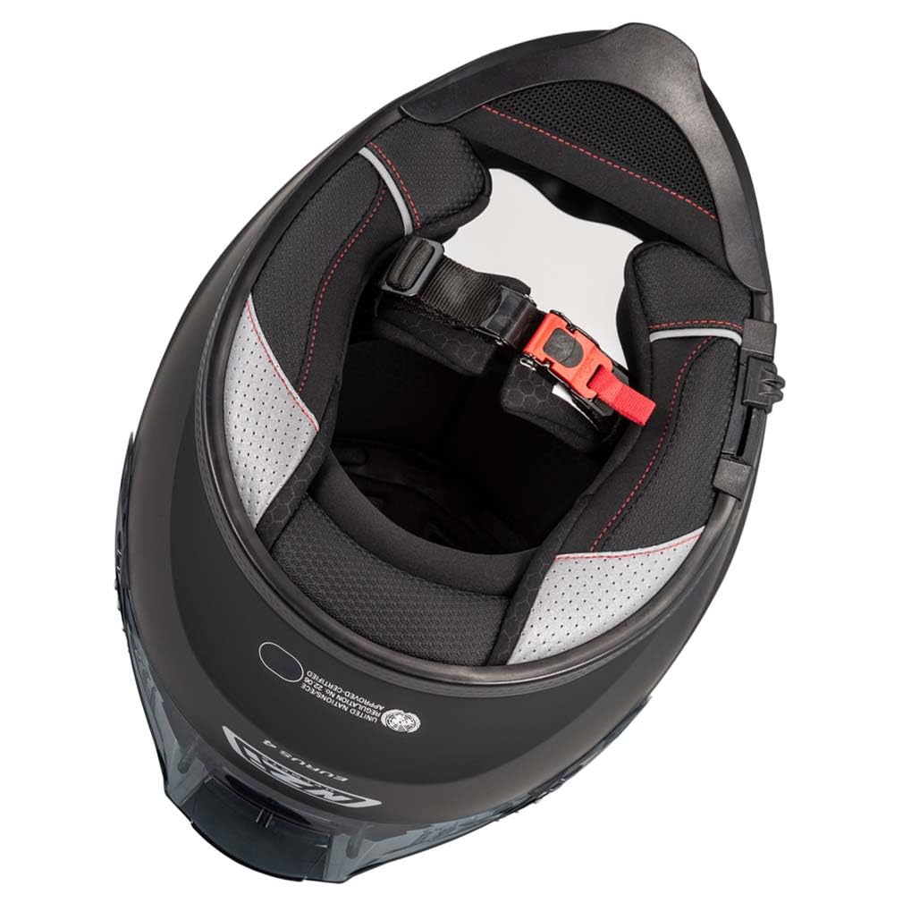 NZI Eurus 4 Stream Duo Solid Negro Mate - Casco de Moto Integral con Visor Solar | Unisex Hombre y Mujer Homologado ECE 22.06