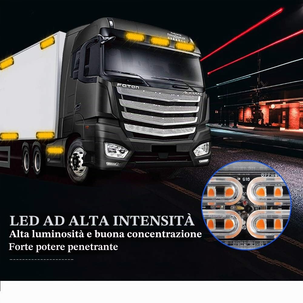4X 20LED Ambra Luci Led auto 12-24V Luci Stroboscopiche Emergenza per Auto Camion per veicoli da costruzione Furgone