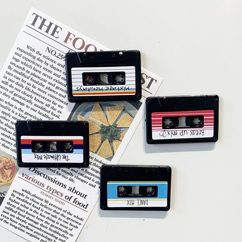 Set 8 imanes decorativos retro vinilo y cassette miniatura 3