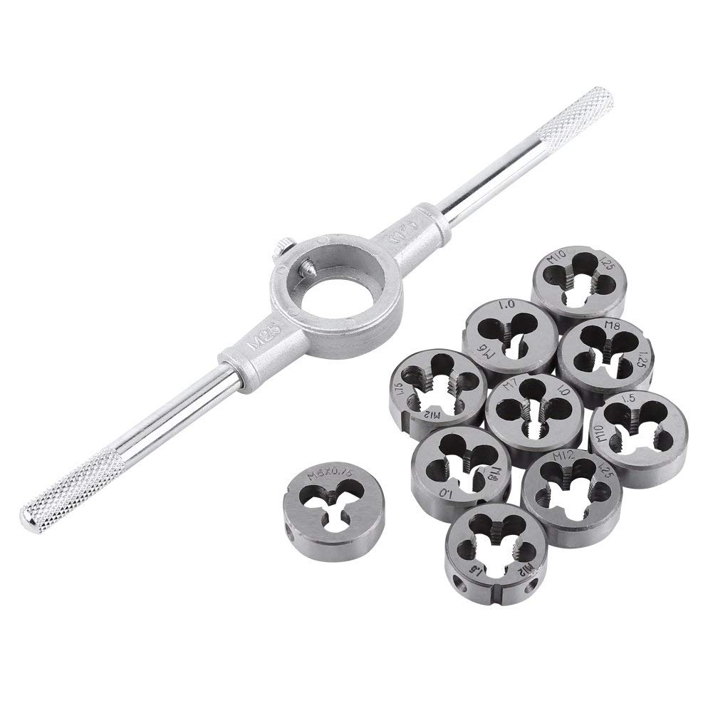 KANAbee Tap and Die Set 11PCS/Set External Threading Tool M6 M7 M8 M10 M12 Bearing Steel Threading Tool External Thread Tapping Tool Kit-image-28