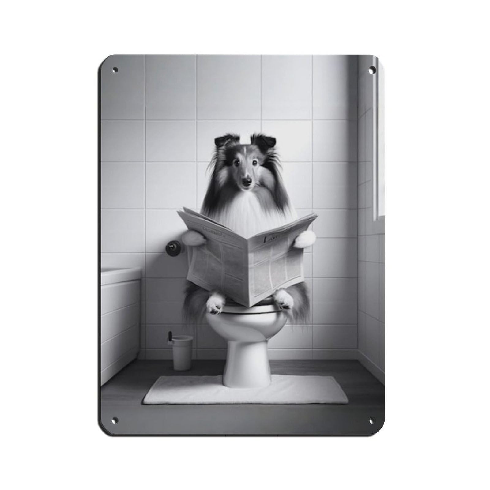 Shetland Sheepdog,Bathroom Art Poster Tin Sign Vintage Metal Pub Club Cafe Bar Home Wall Art Decoration Poster Retro 12x16inch(30x40cm)