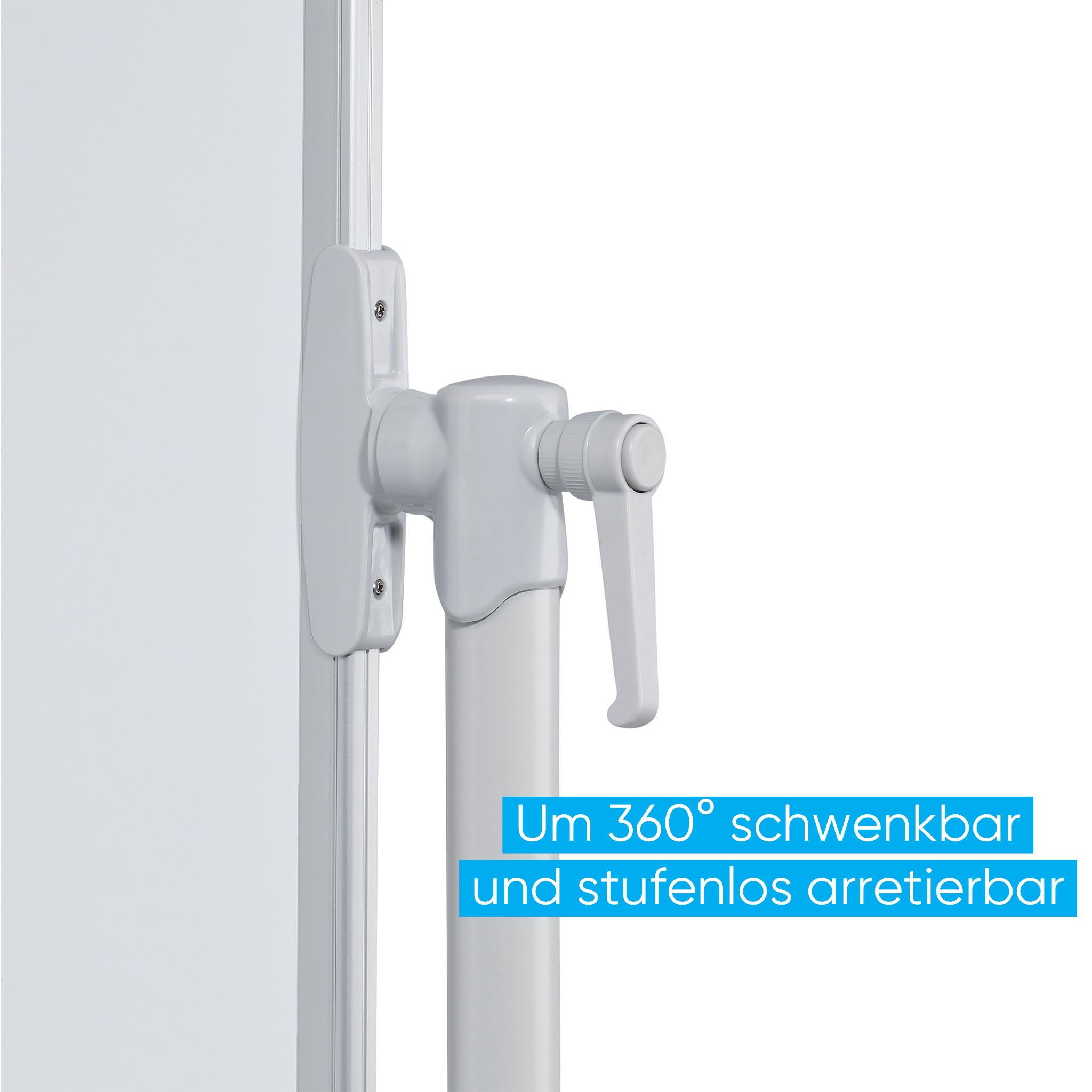 FRANKEN Mobiles Whiteboard, doppelseitig, lackiert, magnetisch, beschreibbar, trocken abwischbar, Whiteboard mit Ständer und Rollen, mit Metallgestell und schwenkbarem Rahmen, 150 x 100 cm, STC202