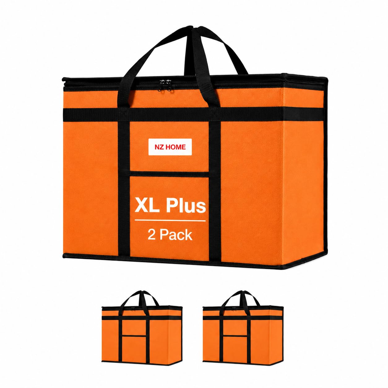 NZ home Insulated Food Bag, Portable Cooler Tote (XL Plus, Orange, 2 Pack)