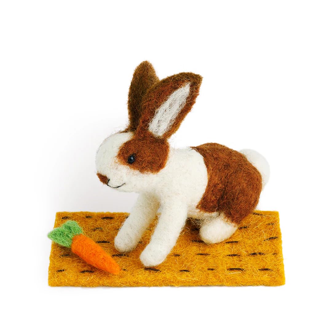 Sew Heart Felt Lettuce Rabbit With Carrot Nibbles | | Handmade Felt Easter Bunny Ornament | Cute Wool Bunny Decoration | Easter Gift Idea