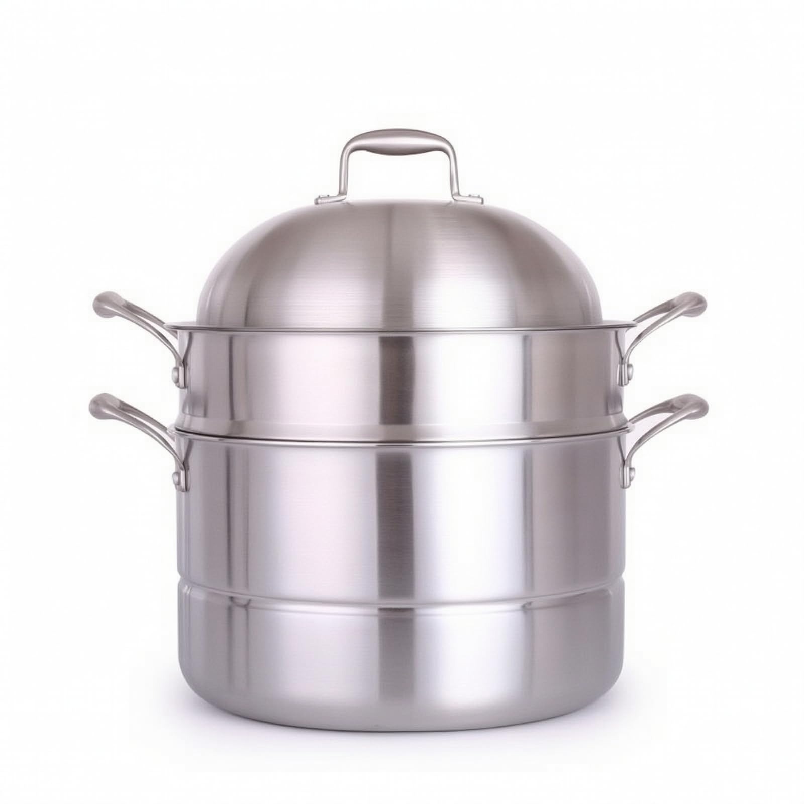 Vaporiere Acciaio Inox Pentola Cottura Coperchio 304 a Tre Strati Spessore 2.5 Mm per Riscaldamento Uniforme Manici Ad Anello per Presa Stabile E