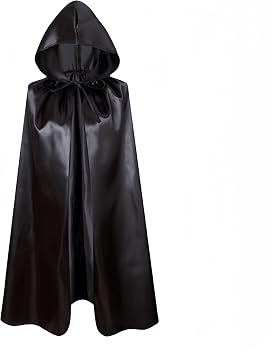 Proumhang Black Hooded Cape Kids Hooded Robe Cloak Witch Cloak Vampires Cape Devil's Cloak Grim Reaper Cape for Boys Girls Halloween Masquerade Christmas Cosplay Fancy Dress Party 80cm/31.5"