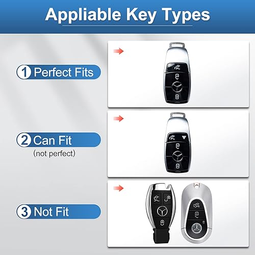 Miniatura 2 de YO&YOYE Funda compatible con llavero de cuero para llavero Mercedes Benz Clase E, Clase S, Clase C, Clase G, AMG (modelo 1, gris)