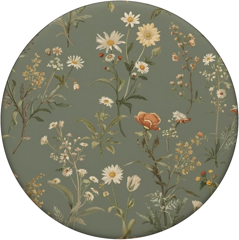 Sage Green Wildflower Floral Botanical Cottagecore PopSockets Adhesive PopGrip - Image 3
