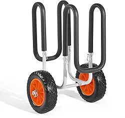 VEVOR Carrinho de caiaque, capacidade de carga de 68 kg, carrinho de prancha de stand up paddle com pneus e suportes de borracha sólida de 25,4 cm, suporte de prancha de remo com alça catraca para
