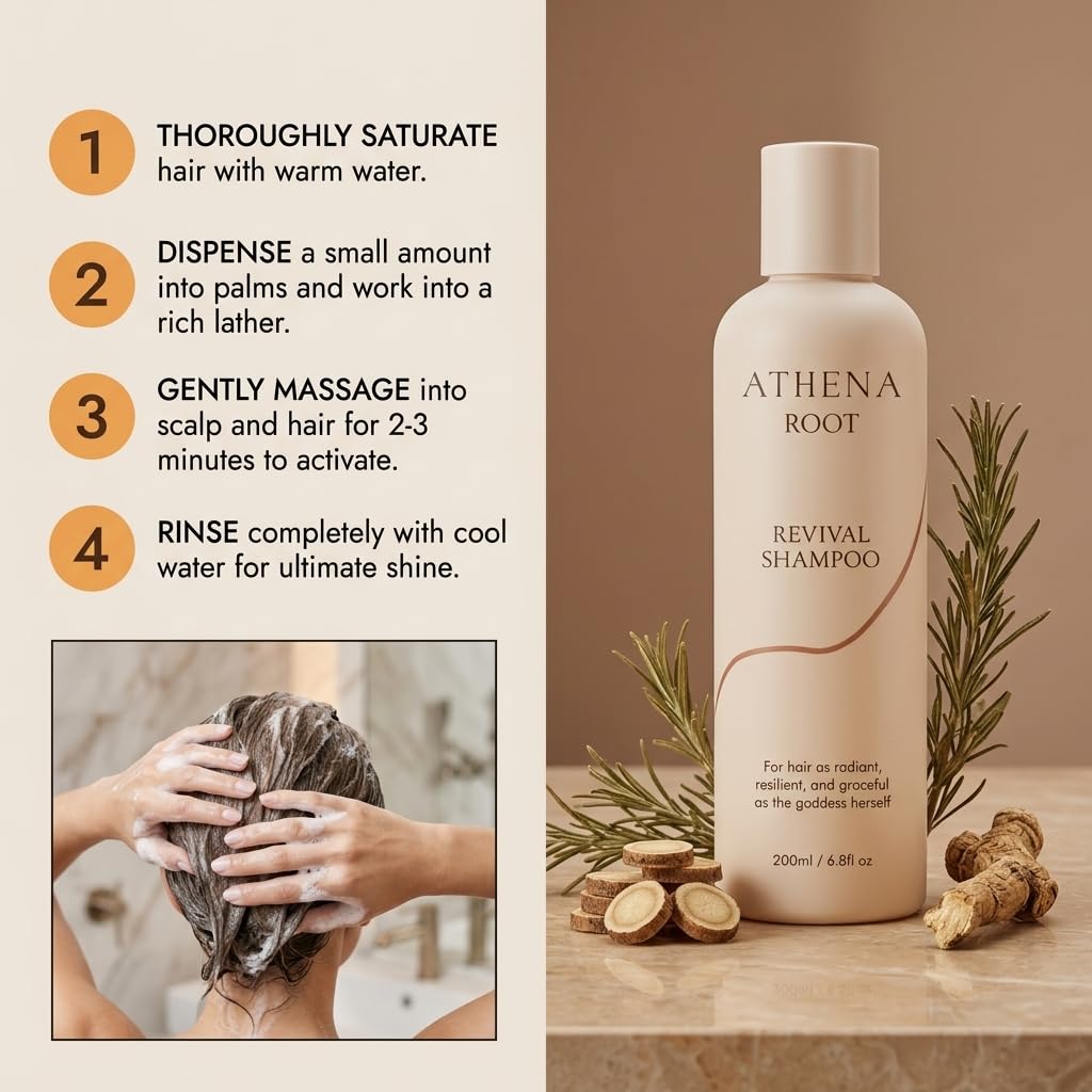 Athena Root Revival Shampoo, Hair Growth Shampoo for Thinning Hair - Nourishes Scalp and Reduces Breakage, 6.8 Fl.Oz (1 PC)