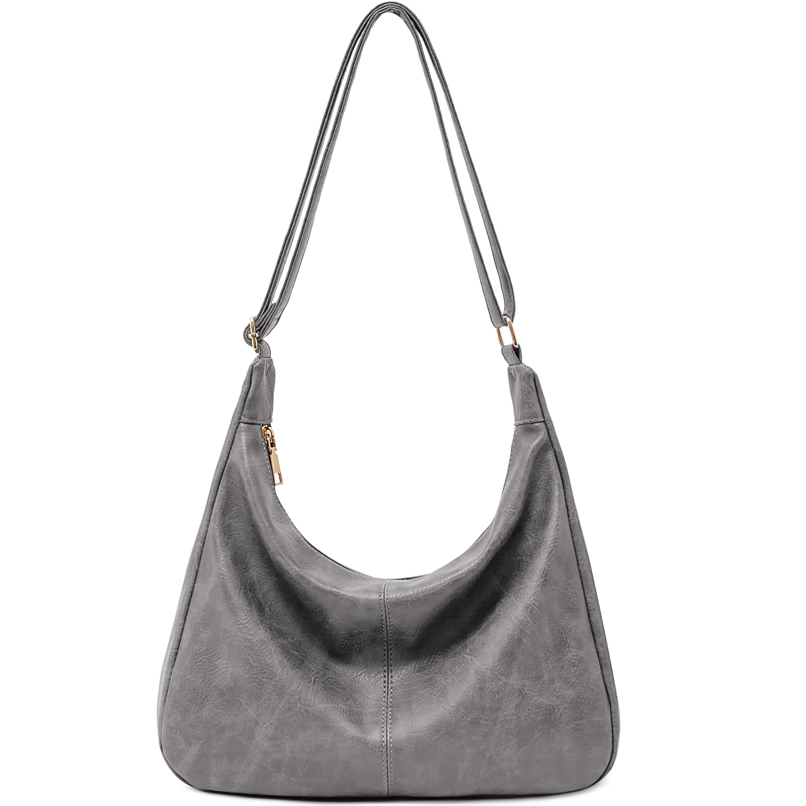 NIUEIMEE ZHOU Hobo Bags for Women Foldable Vegan Leather Shoulder Handbag Slouchy Tote Crossbody Purses