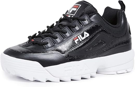 Fila Mens Disruptor 2 No-Sew Black/White Red Sneaker - 9.5