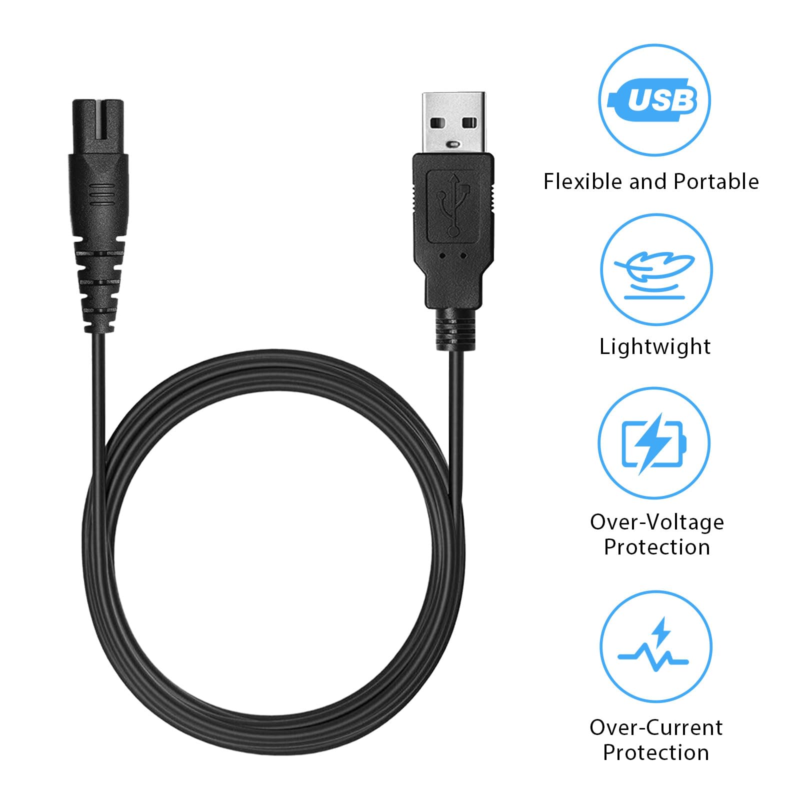 Meliya USB Charger Cable for Skull Pitbull Charger, Palm, Butterfly Kiss and Beast Clipper PRO Shaver, Charger Adapter Cable Cord for Skull Pitbull Gold PRO Pitbull Platinum PRO