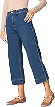 Goldenpoint Women's Wide Leg Cropped Fit Jeans with Concealed Zip Button and Belt Loops