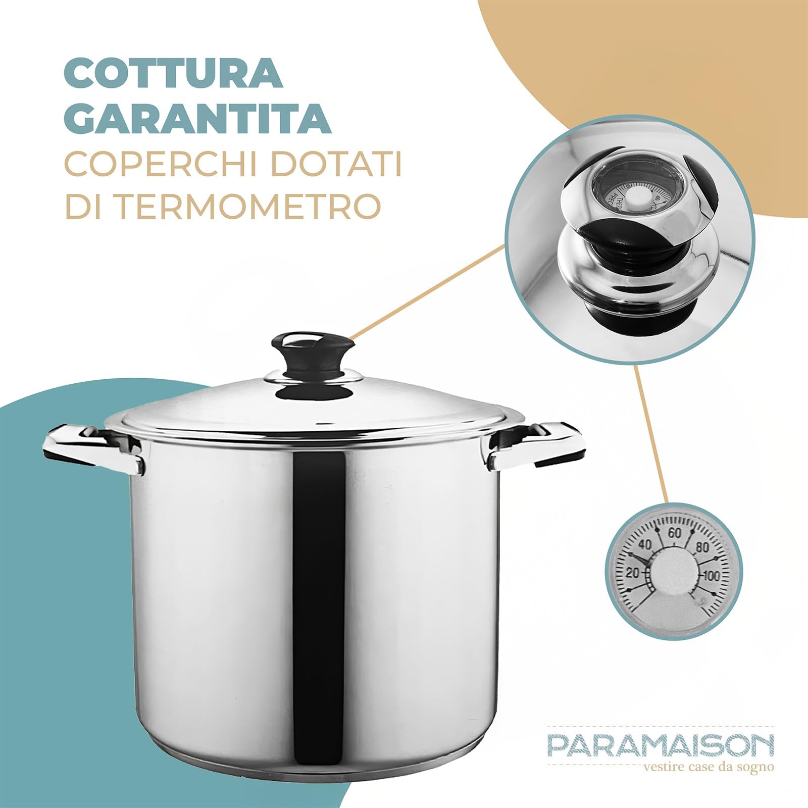 PARAMAISON Batteria Pentole Acciaio Inox, Set 18 Pezzi, Induzione Gas Vetroceramici | Senza Pfoa