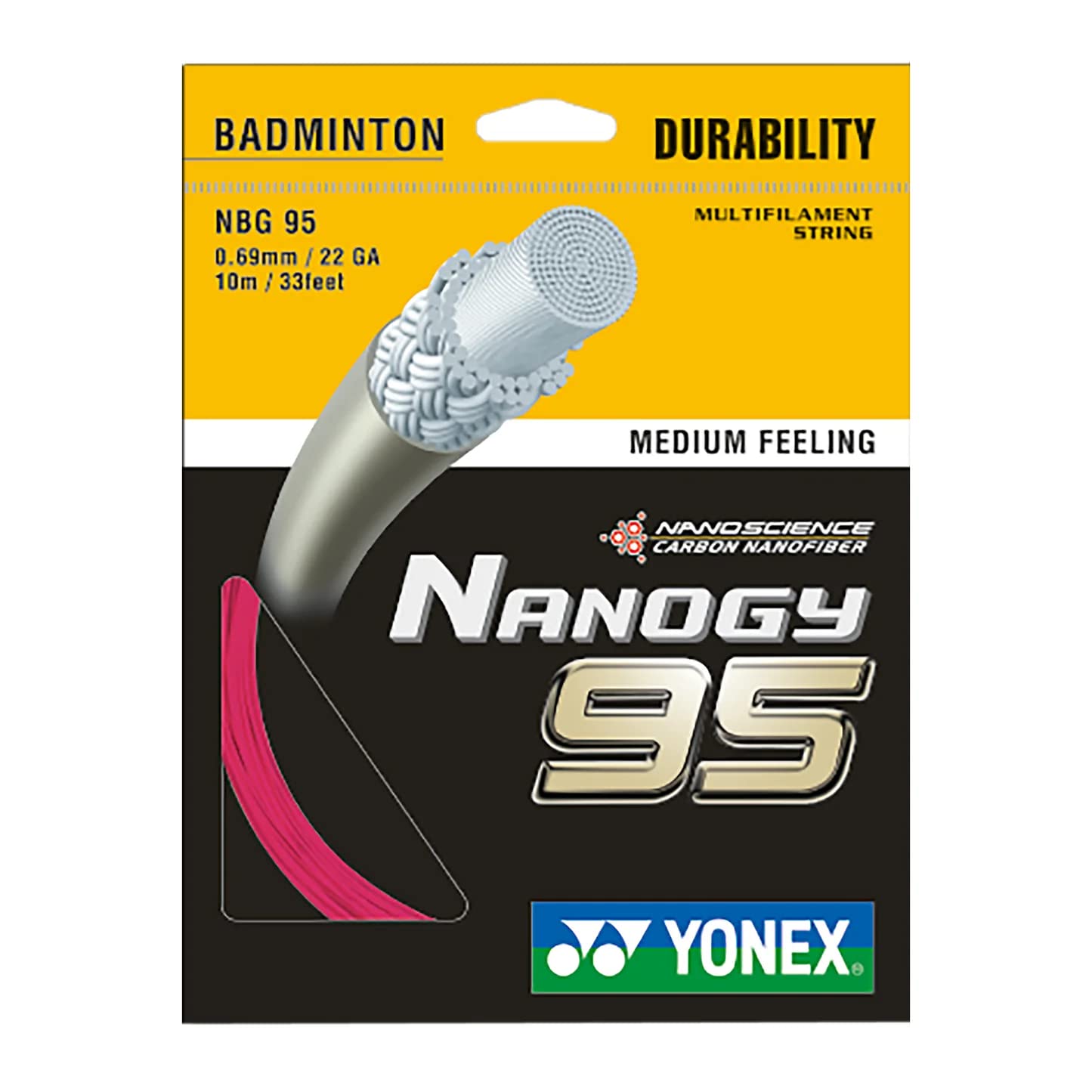 YONEX Nanogy 95 Badminton String (Rouge Pink)