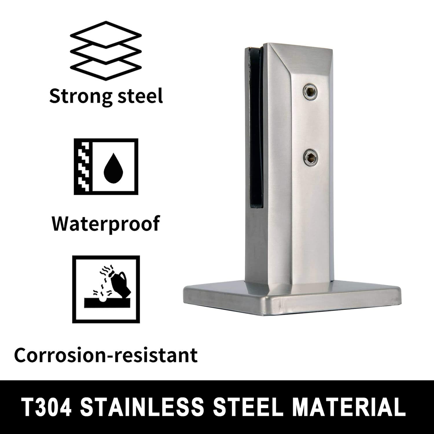 Morsetti regolabili in acciaio inox per vetro spesso 10 16 mm, supporto resistente per balconi, balconi, piscine e scale, 1 pezzo, 200 mm