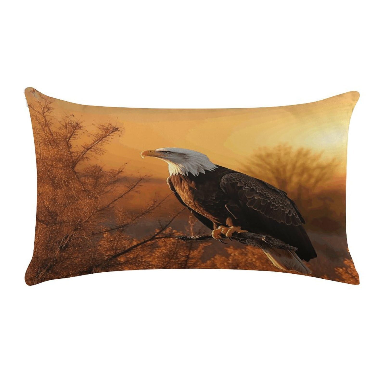 Golden Sunset Bald Eagle Pillow Cases Super Soft Pillowcase with Zipper Cozy Throw Pillow Cover Exquisite Luxury Long Pillow Sham Anti-Fading Detachable Breathable Pillow Protector
