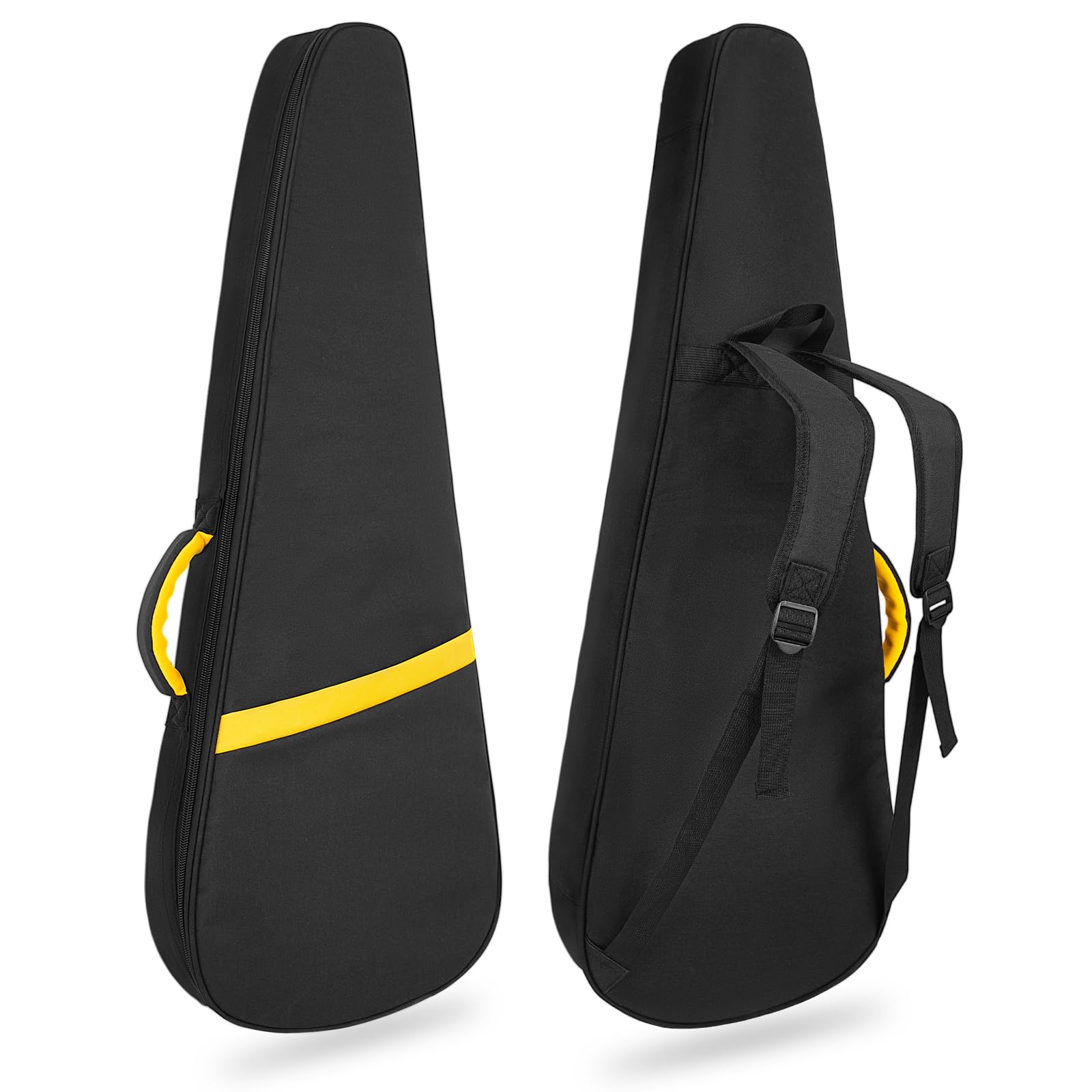 Funda acolchada para guitarra eléctrica de 7 mm, funda para guitarra eléctrica, mochila para guitarra eléctrica de 39 pulgadas con correa para el cuello y bolsillos (rayas negras y amarillas)