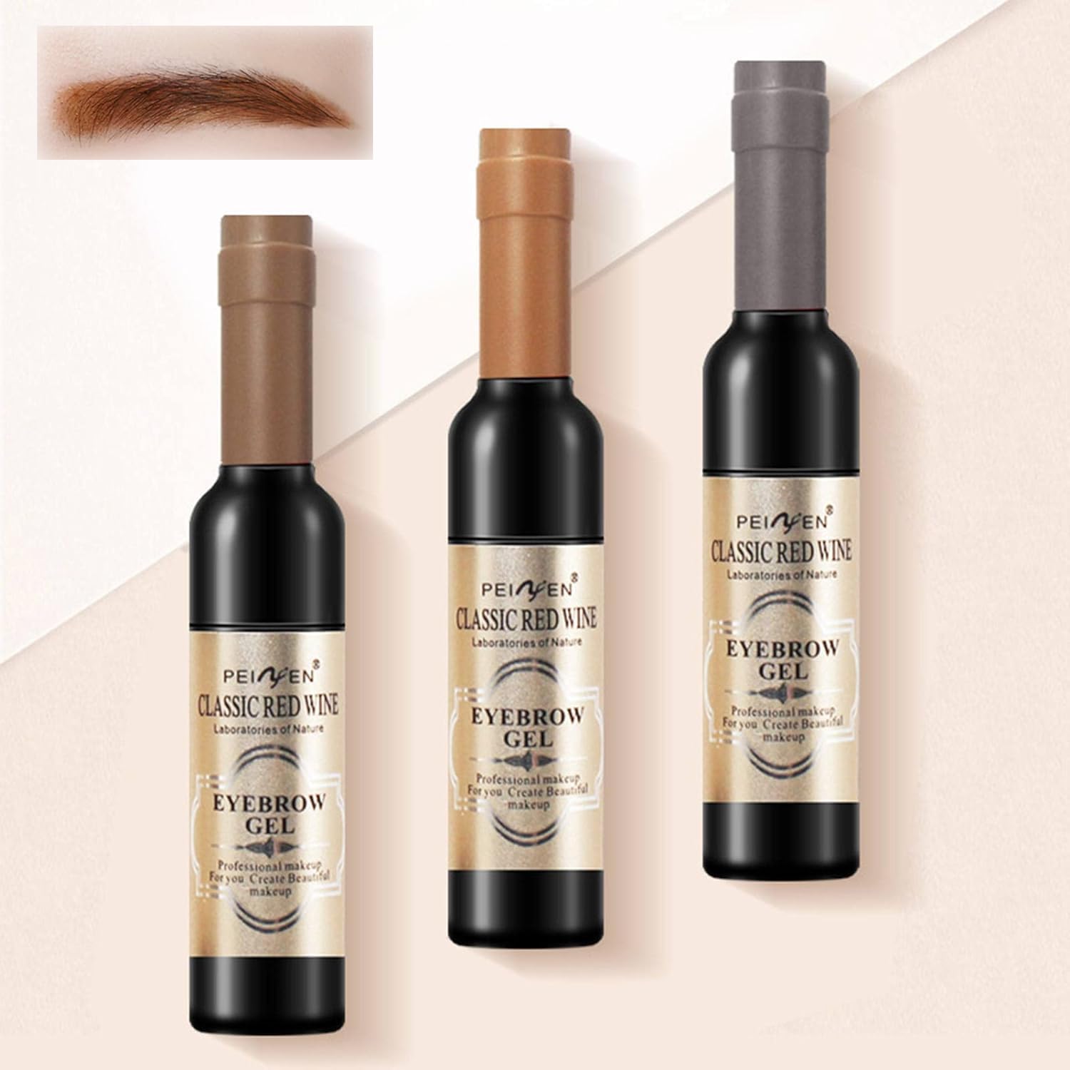 Azonee Wine Eyebrow Gel 3 Colors Wine Bottle Tattoo Brow Gel Tint Eyebrow Beauty Dyeing Eyebrow Cream Peelable Tearing Eyebrow Colouring Gel Waterproof Quick Dry Dyeing No Smudge Easy to Color