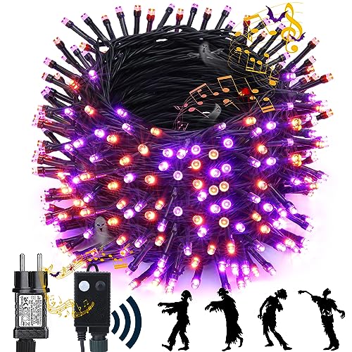 NEXVIN Halloween Deko Outdoor mit Lichterkette und Horror Sound, 25M...