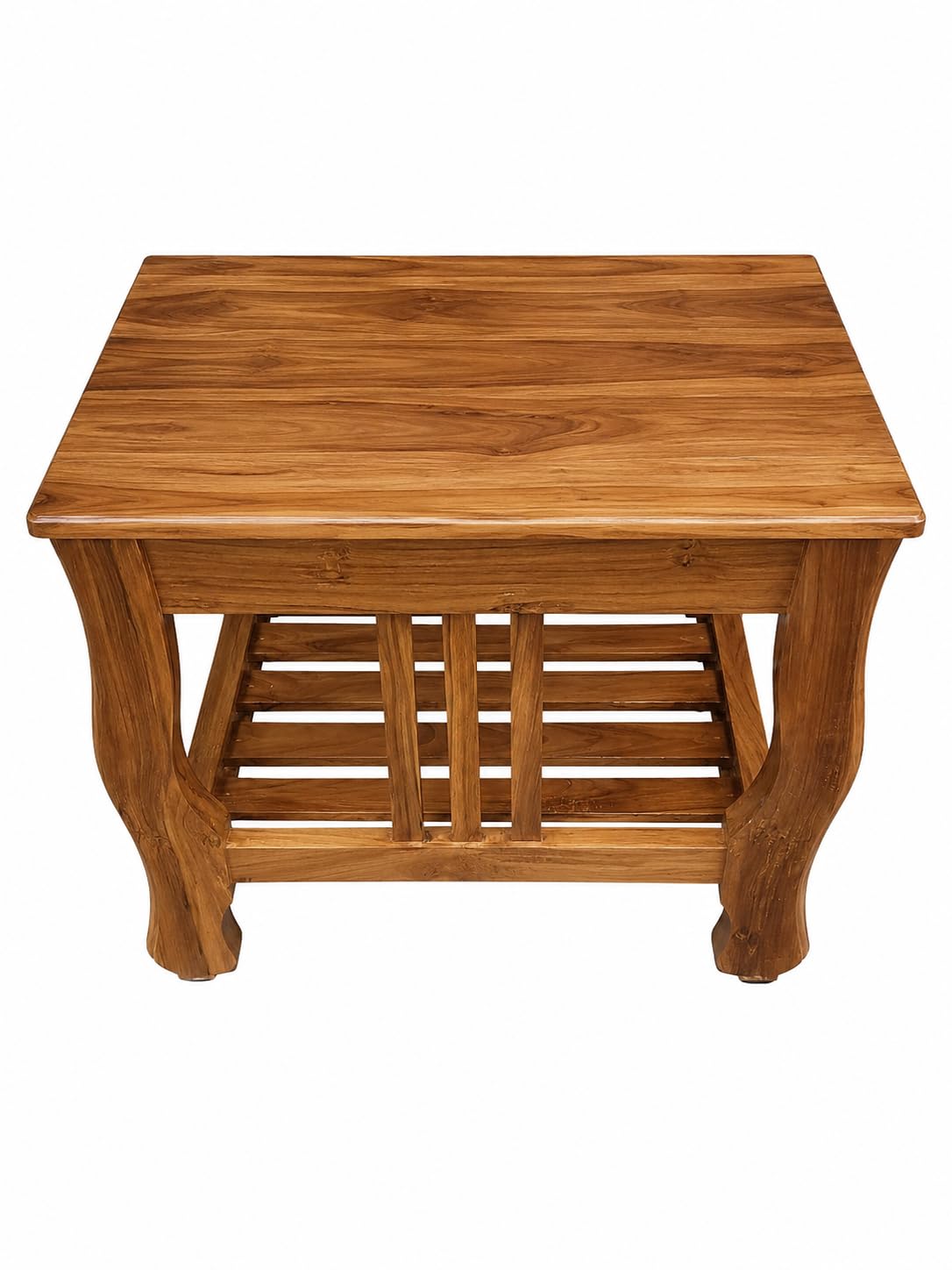 Modern Coffee Table with Open Storage Shelf – Rectangular Premium Teak Center Table 20.5 * 20.5 for Living Room, Office, and Lounge – Everlasting Solid Teak Wood-image-34
