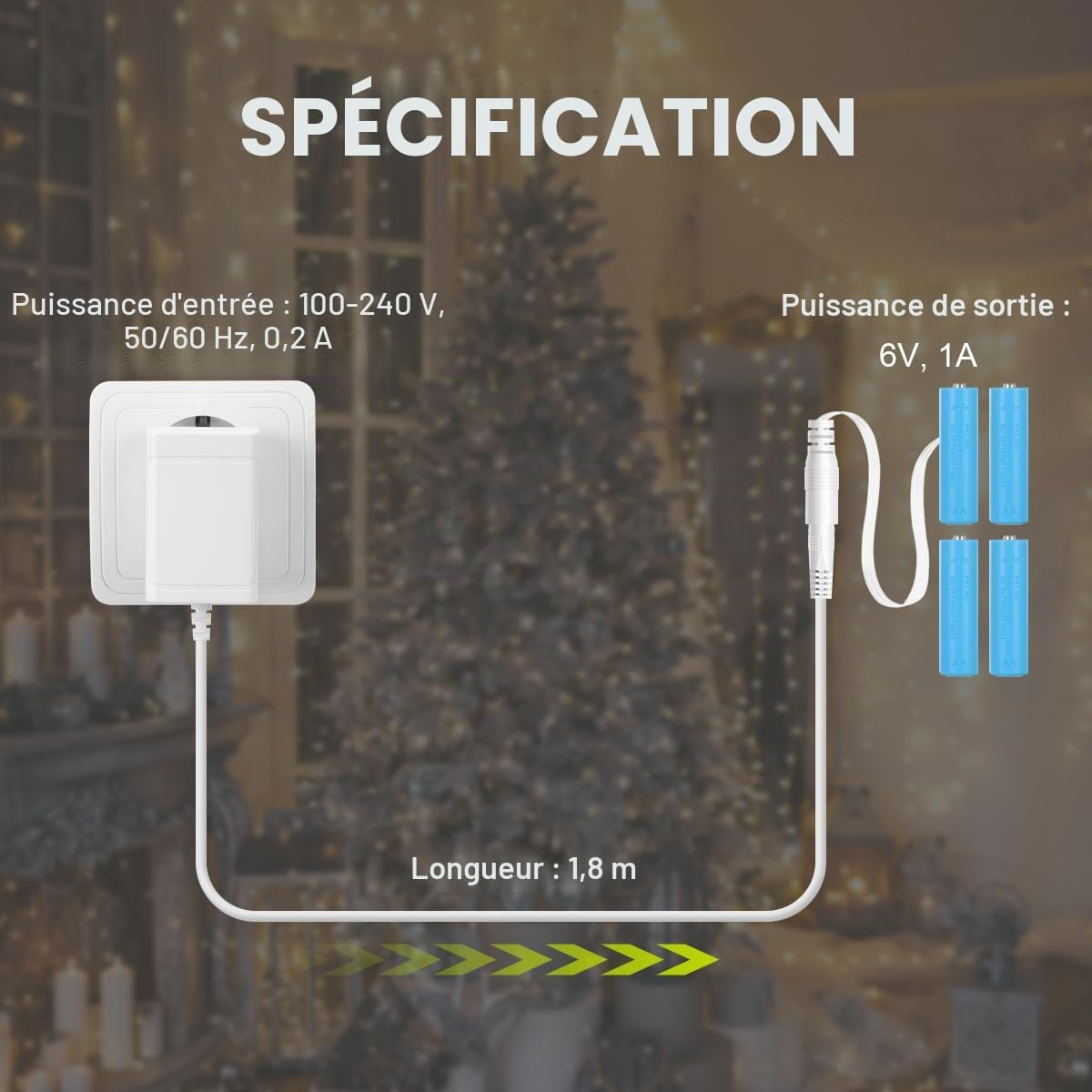 Lenink eliminateur de Pile AA, Remplace 4 Piles AA/LR6, Compatible avec Nuki Smart Lock Go, OMRON tensiometre Bras, Réveil numérique, VTech - Music'Kid, Station météo, décoration de Jour de Noël