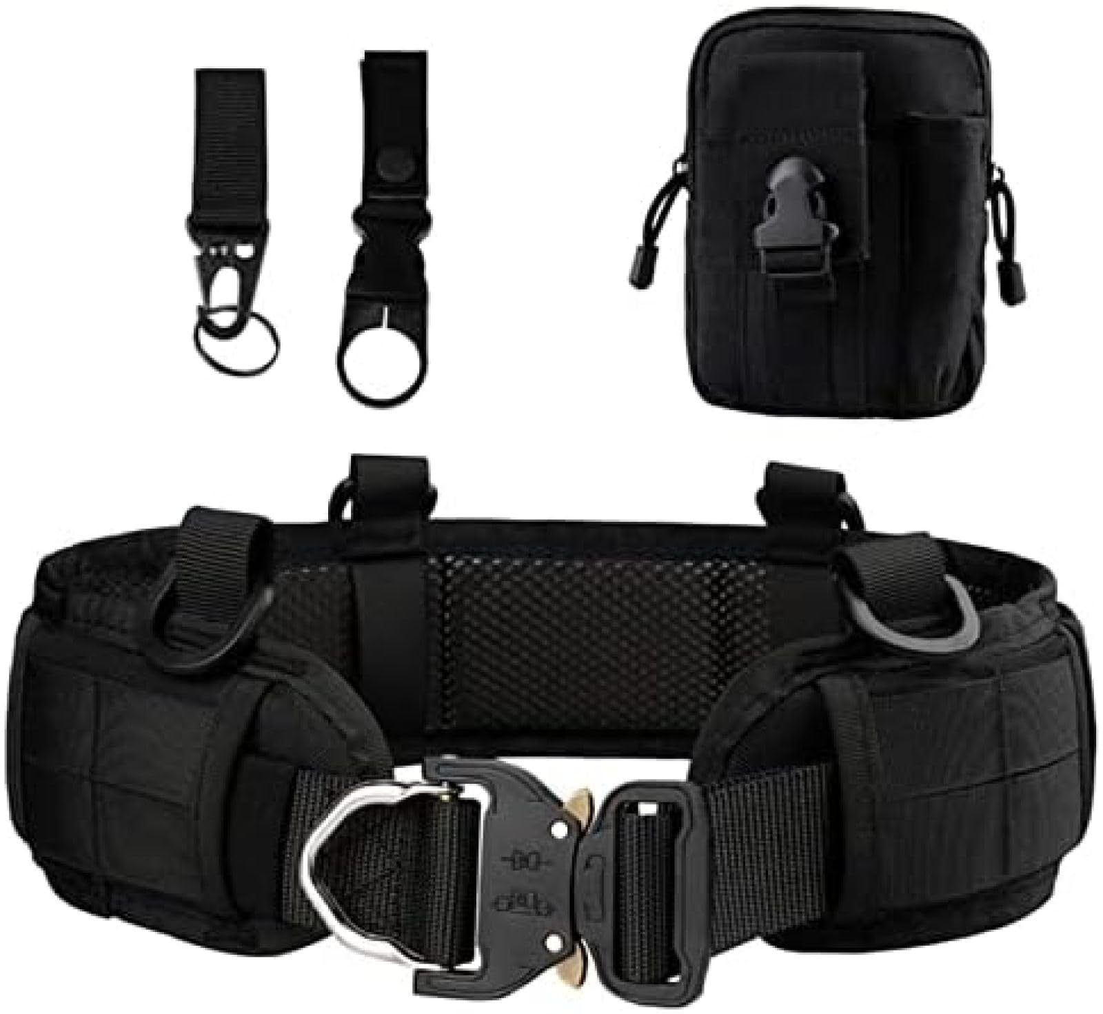 Pas Taktyczny Z Małą Torebką Taktyczną Molle, Klamrą Quick Release, Regulowanym Paskiem Wojskowym Na Zewnątrz, Torba Treningowa Airsoft Do Gry Cs.,Bk,YUYANAIAI