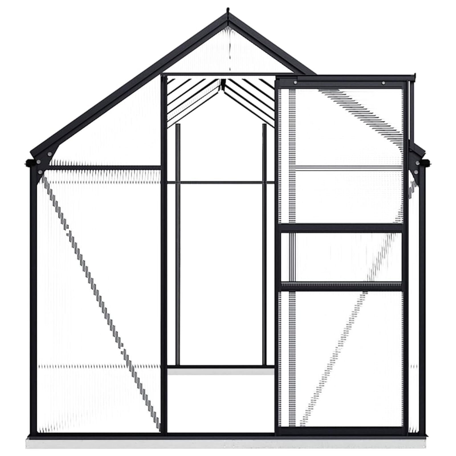 Serra con telaio in alluminio in policarbonato con telaio di base per giardino 7,03 m², fissaggio a terra, per piante, capanno da giardino, 190 x 370 x 202 cm