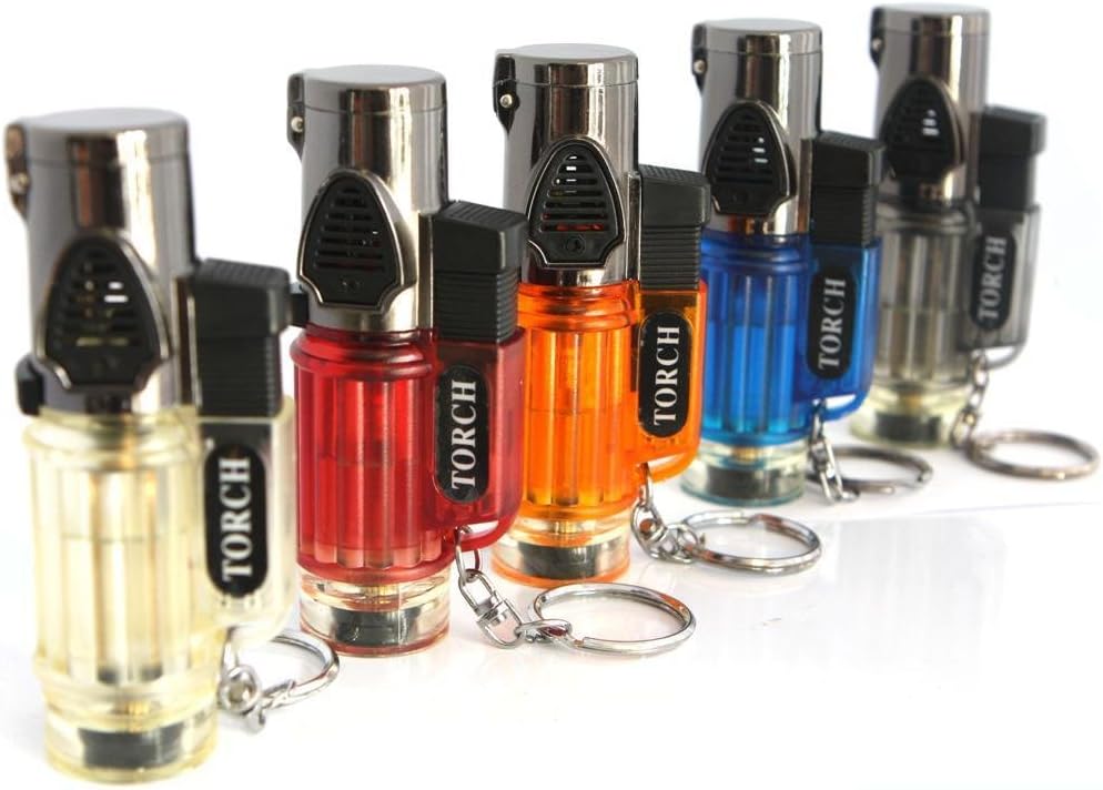 Lot of 5 Triple Torch Transparent Color Butane Cigarette Cigar Lighter 25 * 337x5