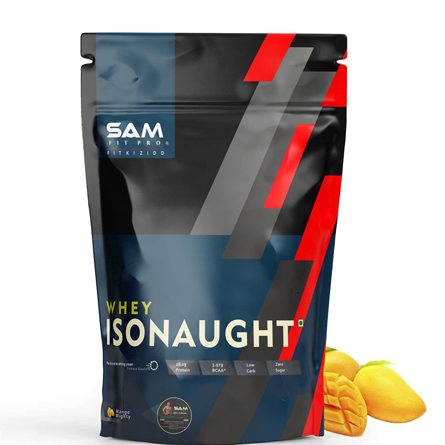 SamFit Pro Isonaught Whey Protein Isolate | Mango Mighty | 907g | 28 Gram Protein per Scoop | USA Made Whey