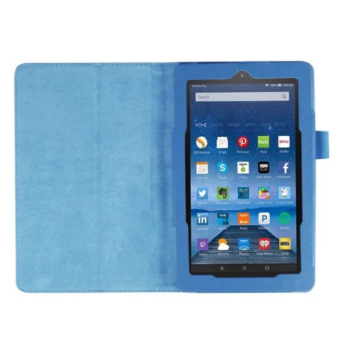 for Kindle All New Fire 7 SR043KL 7th/9th Generation Smart Cover,Ultra Slim Folio Stand Leather Case Cover with Auto Sleep/Wake Up for Kindle Fire HD7 7 (2017/2019 Release) (Li-Dark Blue